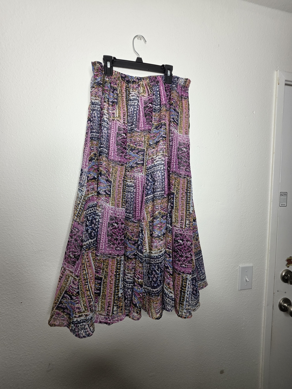 Mix Nouveau New York Women's Multicolor Geometric Chiffon Pleated Midi Skirt L - Picture 11 of 11
